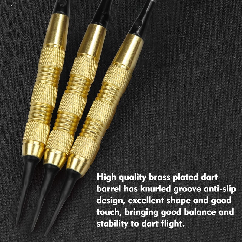 ROOBEEO Soft Tip Darts 12 Pcs 18g Plastic Tip Darts Set with Brass Steel Barrels&Aluminum Shafts,200 Extra Dart Tips 42 Dart Flights 20 Extra Rubber Rings and 1 Storage Bag for Electronic Dart Board - Image 3